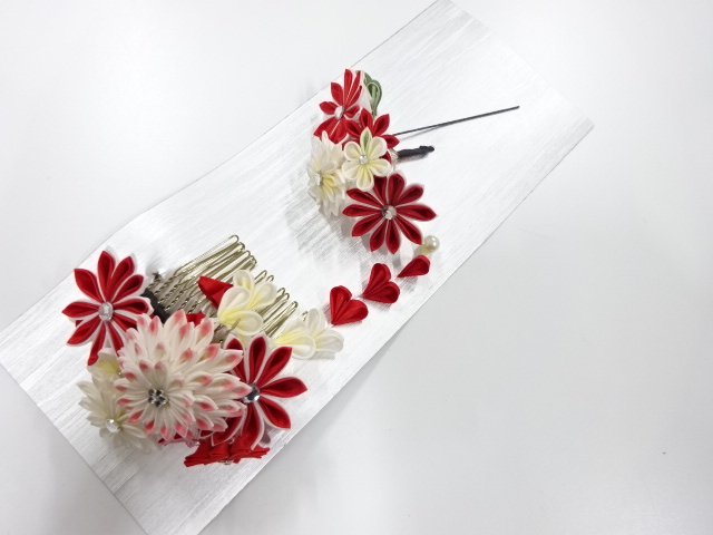 アンティーク　つまみ細工　髪飾りセット